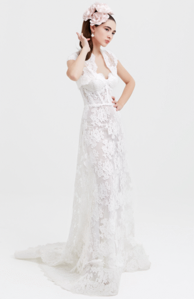 Collezione Angela Pascale Abito da sposa in pizzo rebrode