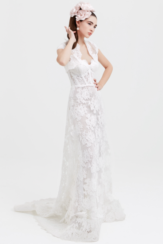 Collezione Angela Pascale Abito da sposa in pizzo rebrode