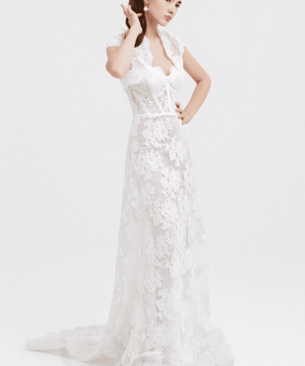 Collezione Angela Pascale Abito da sposa in pizzo rebrode